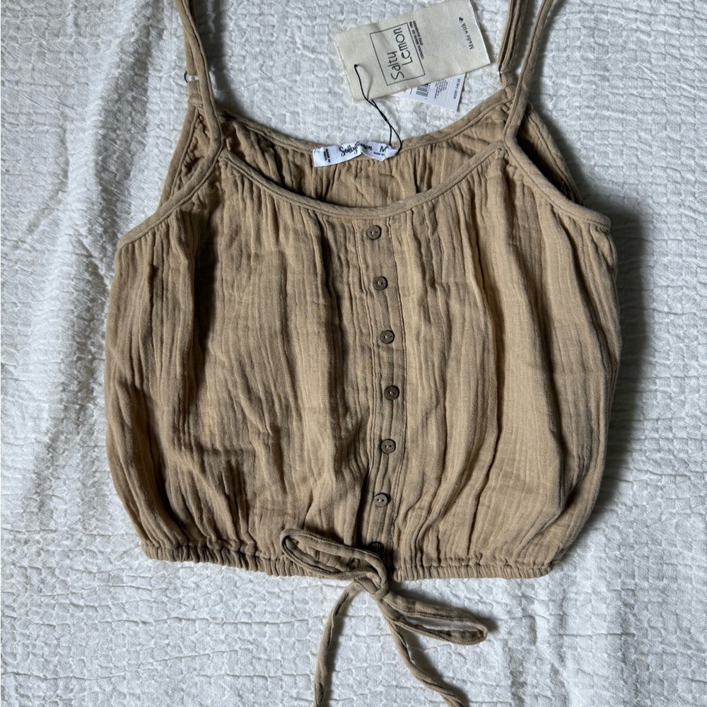 Salty Lemon Tan Buttoned Camisole